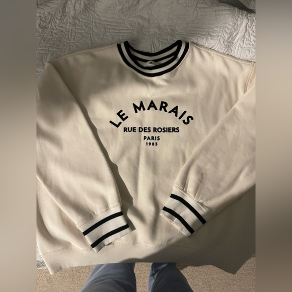 H&M LE MARAIS CREAM BLACK  SWEATER M - Picture 3 of 9